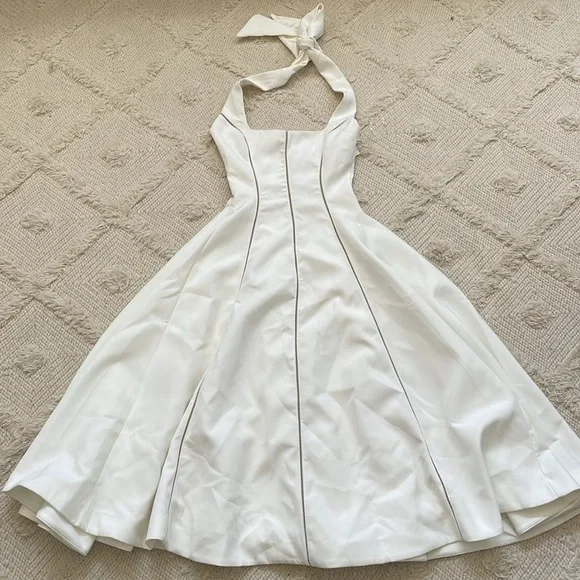 New House Of Cb Loulou Ivory Halter Neck Midi Dress - Picture 5 of 7